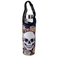  Glass Water Bottle with Neoprene Sleeve with Strap Skull 