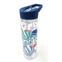  Plastic Water Bottle with Flip Straw Sealife 550ml 
