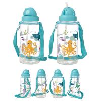  Childrens Water Bottle with Flip Straw Sealife 450ml 
