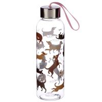  Water Bottles - Plastic Water Bottle with Metallic Lid Dog 500ml 