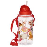  Childrens Water Bottle with Flip Straw Farm 450ml 