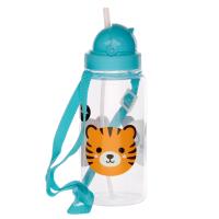  Childrens Water Bottle with Flip Straw  Animals 450ml 