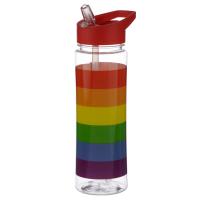  Plastic Water Bottle with Flip Straw Rainbow 550ml 
