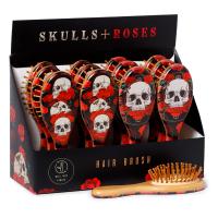  Skull And Roses Bamboo Hair Brush 