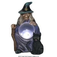  Witch with Crystal Ball and Cat 6cm 