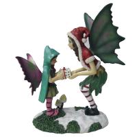  Christmas Fairy and Child Figurine Giving a Gift 
