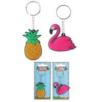  Tropical Flamingo and Pineapple PVC Keyring 