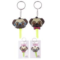  PVC Cute Pug and Kisses Key Cover Keyring 