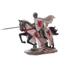  Large Mounted Knight Figurine with Lion Crest Shield 