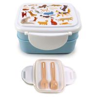  Clip Top Stacked Bento Lunch Box With Cutlery Feline Fine 