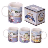  Bone China Mugs - Harbour Scene New bone china mug 