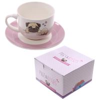  Cappuccino mug and Saucer Set - Pug 
