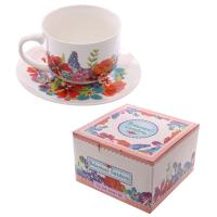  Cappuccino mug and Saucer Set - Botanical Garden 
