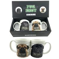  Pug design double mug gift set new bone china mug 
