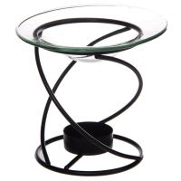  Oil Burners - Thin Spiral Black Metal Oil Burner with Glass Dish 