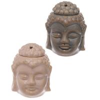  Ceramic Buddha Head Design Crackle Glazed Oil Burner 