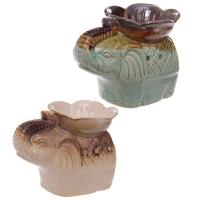  Ceramic Two Tone Glaze Elephant and Flower Oil Burner 