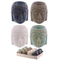  Ceramic Crackled Glaze Buddha Head Oil Burner 