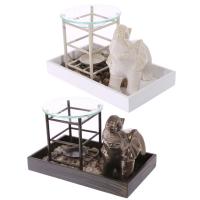  Decorative Elephant Ceramic Ornament and Oil Burner Pebble Tray 