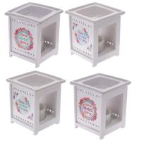  Ceramic and Wood Oil Burner - Floral Print and Slogan Design 