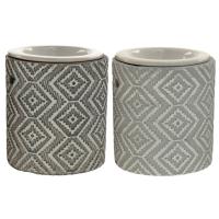  Grey Patterned Concrete Oil Burner with Ceramic Dish 