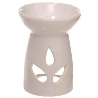  Simple Leaf Cutout Design Ceramic White Oil Burner 