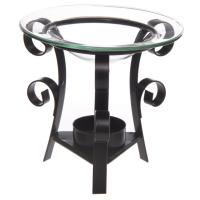  Simple Metal Double Scroll Design Oil Burner with Glass Dish 