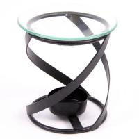  Simple Metal Spiral Design Oil Burner with Glass Dish 