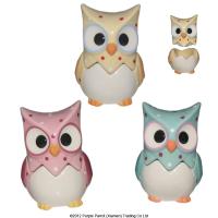  Ceramic Colour Owl Egg Holder with Salt Cellar 