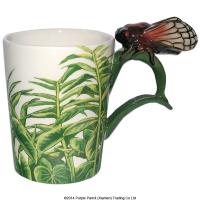  Shaped Handle Mug Cicada with Decal 