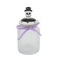  Halloween Skull Glass Jar with Black Lid 