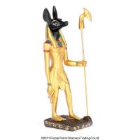  Golden Anibus Holding Ankh with Staff 