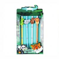  Purple Parrot Pencil With PVC Topper - Glitter Pencil With Topper - Set/4 - Jungle 