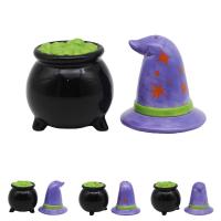  Salt And Pepper Set - Cauldron And Witches Hat 