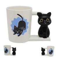  Lucky Black Cat Shaped Handle Mug 