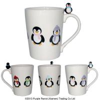  Item on Handle Ceramic Mug Pengiun with Penguin Decal 