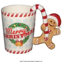 Gingerbread Shaped Handle Mug Large Candy Cane 