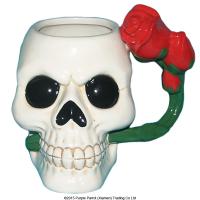  Skull Head Mug with Rose Handles 