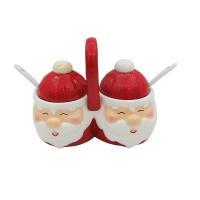  Santa Claus Ceramic Sugar Pot with Lid and Spoon 