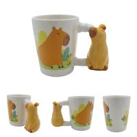  Capybara Gifts - Capybara Shaped Handle Mug Orange on Head 