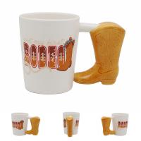  Rodeo Boot Shaped Handle Mug - Minimal Detail Hand Painting 
