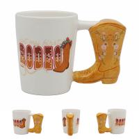  Rodeo Boot Shaped Handle Mug - Flower Design Decal 