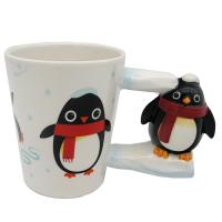  Penguin Shaped Handle Mug with Red Scarf 