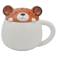 Animal Lid Mug Tiger White Mug 