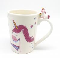  Sitting Cartoon Unicorn on Handle Mug, Pink 