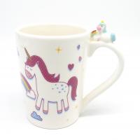  Lying Cartoon Unicorn on Handle Mug, Blue 