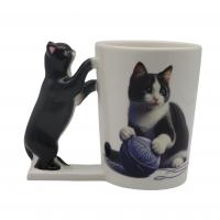  Realistic Black Cat Shaped Handle Mug 