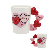  Foodiemals Ceramic Collection Heart Shaped Handle Mug, Row Of 4, 