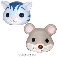  Cute Animal Head Salt and Pepper Set Cat and Mouse 