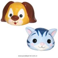  Cute Animal Head Salt and Pepper Set Dog and Cat 